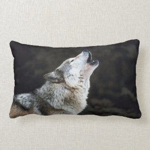 Lobo del grito en almohada del Lumbar de la nieve