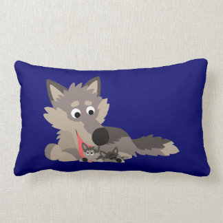 Lobo del papá del dibujo animado y almohada lindos