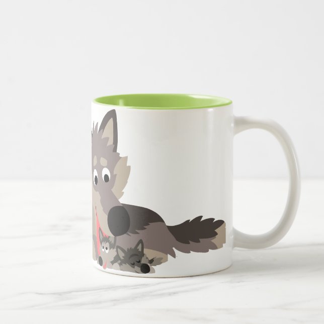 Lobo del papá del dibujo animado y taza lindos de (Derecha)