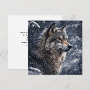 Lobo del solsticio de invierno en la noche de niev