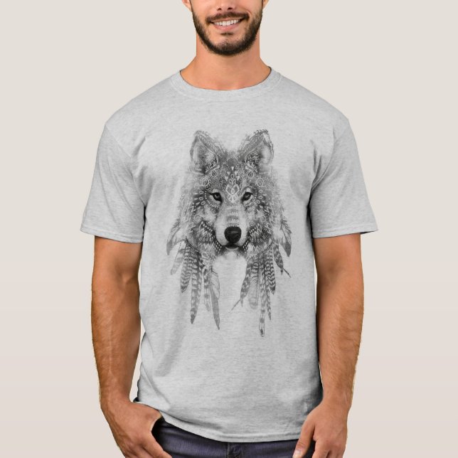 Lobo en camiseta indígena de la ropa (Anverso)