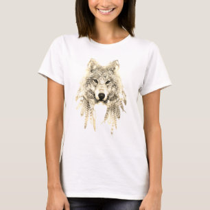 Lobo en camiseta indígena del jersey del ajuste