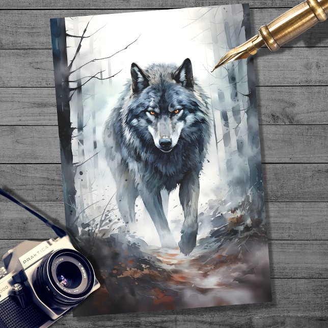 Lobo en el papel de deshielo del bosque 1 (Subido por el creador)