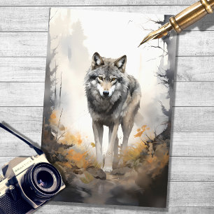 Lobo en el papel de deshielo del bosque 3