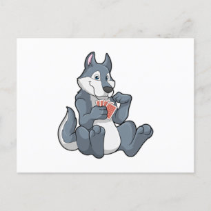Lobo en el póker con tarjetas de póker