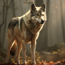 Lobo en el rompecabezas del desbroce de los bosque