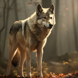 Lobo en el rompecabezas del desbroce de los bosque