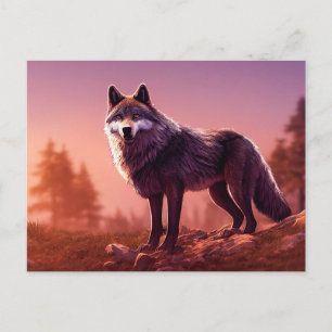 Lobo en postal de naturaleza salvaje