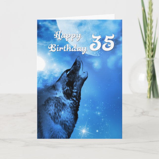 Lobo fantasma aullando tarjeta de cumpleaños númer (Anverso)