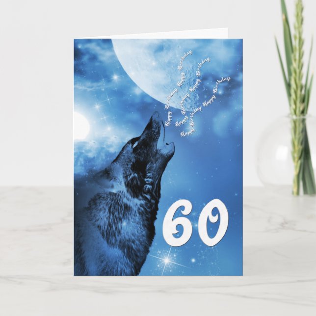 Lobo fantasma tarjeta de cumpleaños número 60 (Anverso)