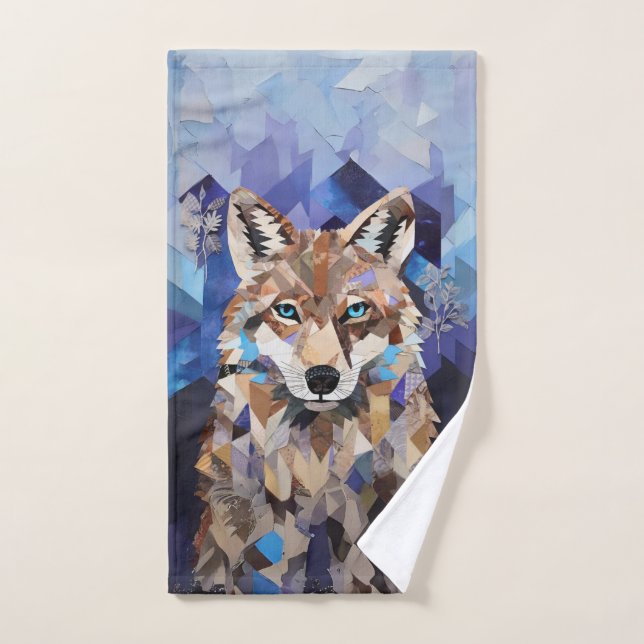 Lobo Geométrico Montaña (Toalla de mano)