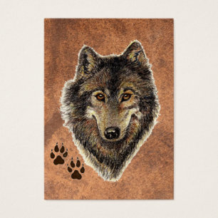 Lobo gris de la acuarela original del ATC de ACEO