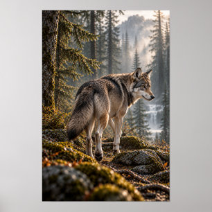 Lobo Gris en Arte de Pared de Vida Silvestre de Bo