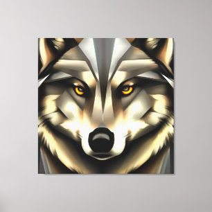 Lobo Gris En Estilo De Arte Geométrico