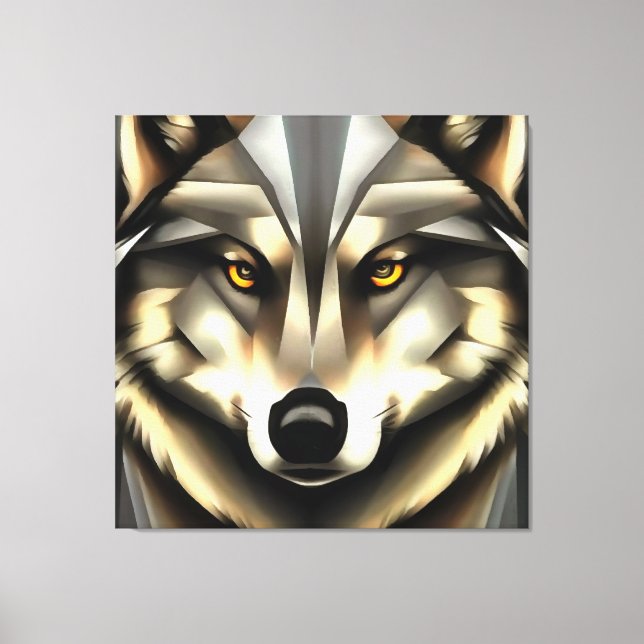 Lobo Gris En Estilo De Arte Geométrico (Anverso)