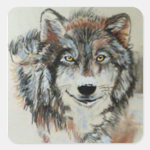 Lobo gris en Pegatinas de nieve