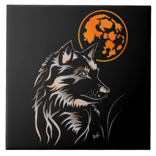 lobo joven cerámica baldosa de foto soñando