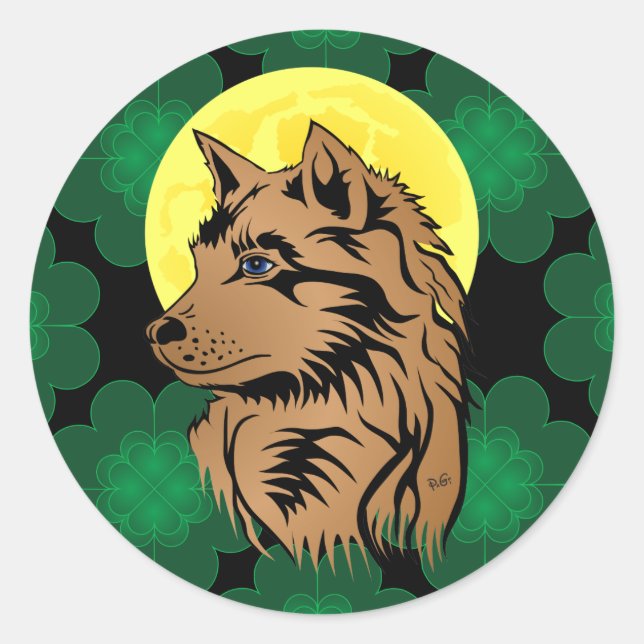 lobo joven pegatina soñando (Anverso)