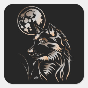 lobo joven pegatina soñando