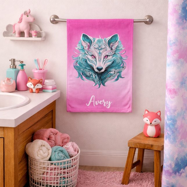 Lobo Místico | Lobo Turquesa y Rosa Elegante (Subido por el creador)