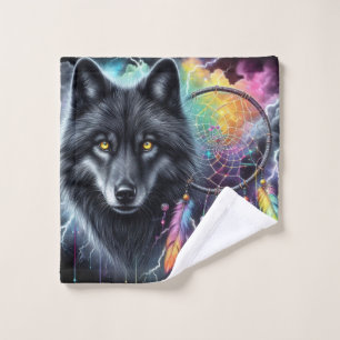 Lobo negro con un Dreamcatcher