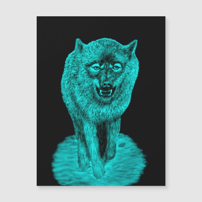 Lobo negro enojado en la noche (Anverso)