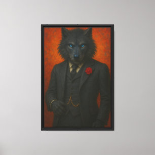 Lobo oscuro en arte de traje negro