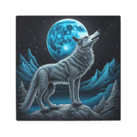 Lobo parado frente a la luna llena | Arte de IA