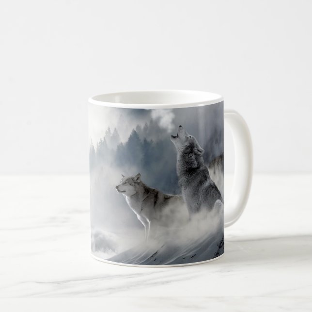 Lobo que grita en taza de café de la nieve (Anverso derecho)