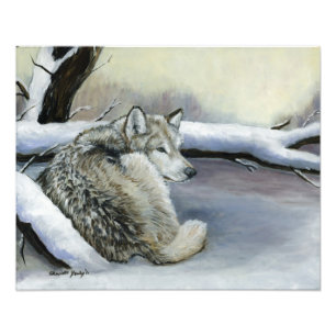Lobo que pone en la impresión de la foto del arte