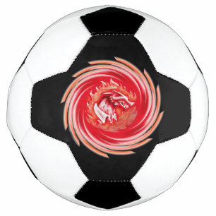 Lobo Salvaje Girando balón de fútbol negro