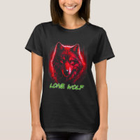Lobo Solitario Cara Roja Aullando Camiseta En Luna