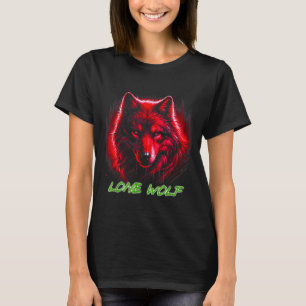 Lobo Solitario Cara Roja Aullando Camiseta En Luna