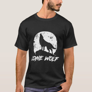 Lobo solitario en camiseta lunar para hombres y mu