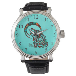 Lobo Tribal En El Reloj De La Luna