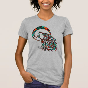 Lobo Tribal En La Camiseta De La Luna