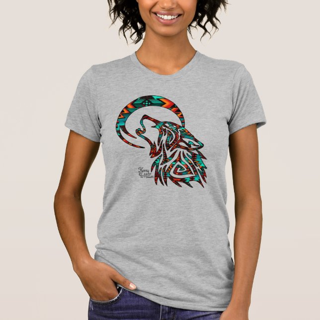 Lobo Tribal En La Camiseta De La Luna (Anverso)