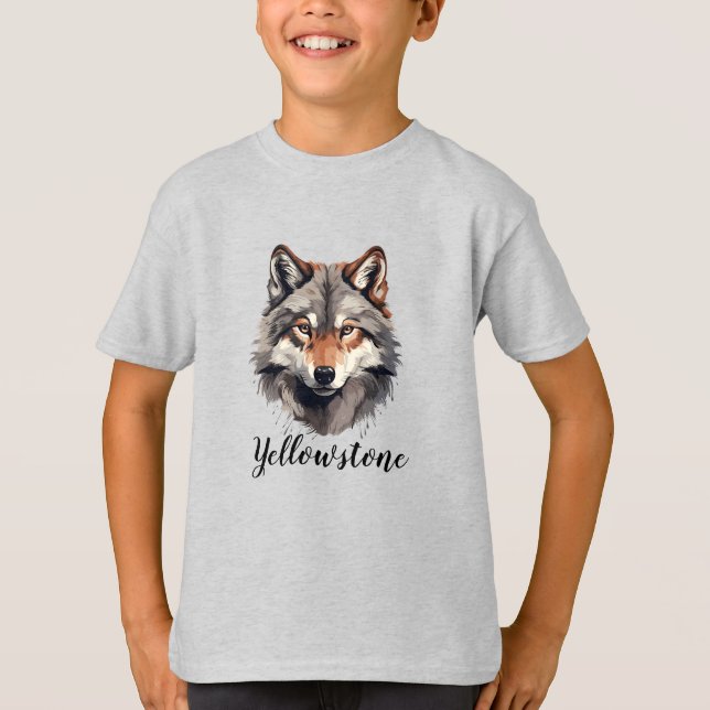 Lobo Yellowstone de la camiseta del niño (Anverso)