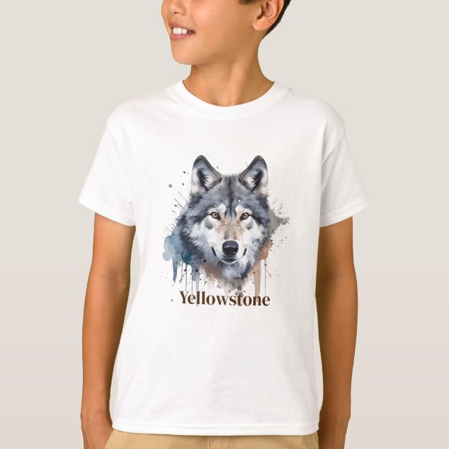 Lobo Yellowstone de la camiseta del niño (Anverso)