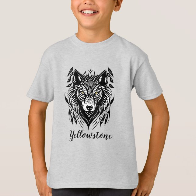 Lobo Yellowstone de la camiseta del niño (Anverso)