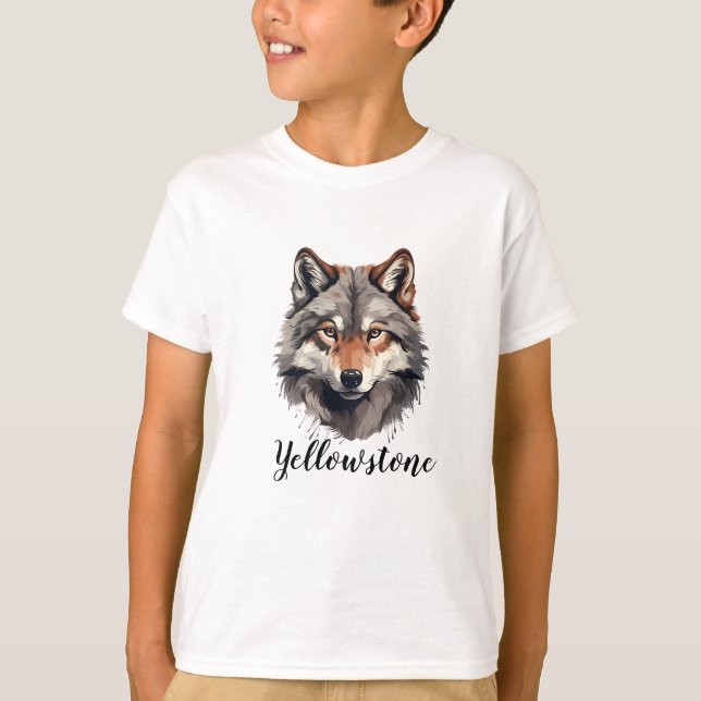 Lobo Yellowstone de la camiseta del niño (Anverso)