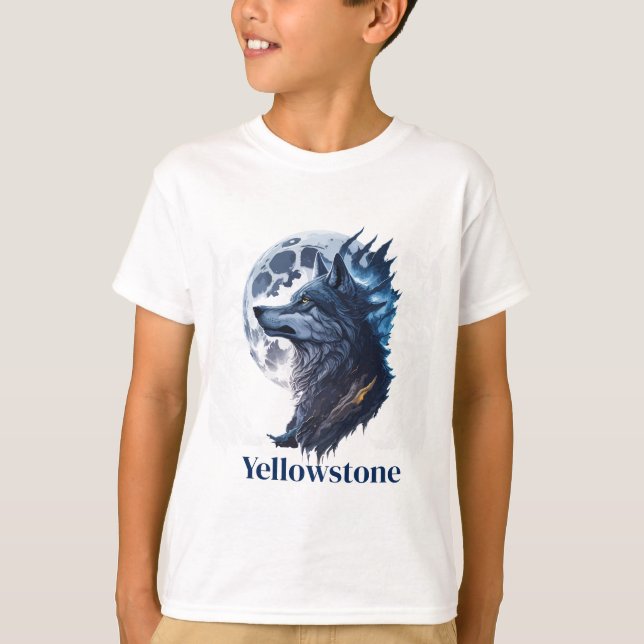 Lobo Yellowstone de la camiseta del niño (Anverso)