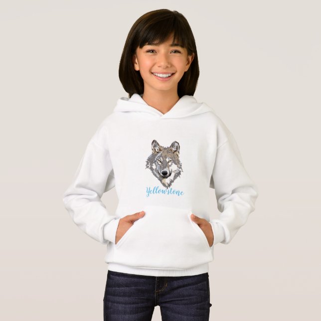 Lobo yellowstone de la camiseta superior del Chica (Anverso completo)