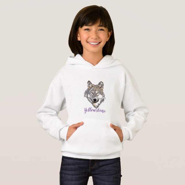 Lobo yellowstone de la camiseta superior del Chica (Anverso completo)