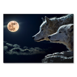Lobos blancos llorando en la tarjeta de mesa de la