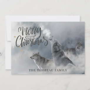Lobos de Woodlands Invierno Feliz Navidad C