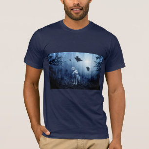 lobos en la camiseta del bosque