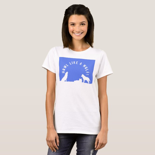 Lobos en la nieve, ¡Aúllen como un lobo! Camiseta (Anverso completo)