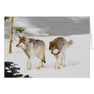 Lobos en pintura de nieve - Arte de vida salvaje o