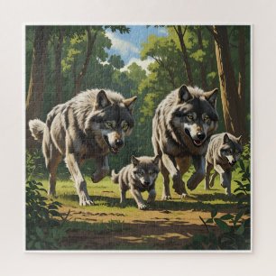 Lobos y Cachorros - Rompecabezas de Animales